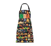 ENSIANTH Indias Apron with Pockets for Chef Kitchen Aprons Gifts for Indian Souvenir Gifts India Trip Vocation Gift (25515 India Apron)