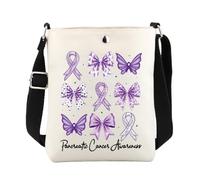 ENSIANTH Pancreatic Cancer Awareness Gifts for Survivor Crossbody Bag Purple Ribbon Pancreatic Cancer Sling Bag with Strap (25610 Purple Ribbon C)