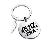 ENSIANTH PE Teacher Keychain Physical Education Teacher Appreciation Gifts PE Coach Gifts Whistle Charm Keyring Gym Teachers Gift (25515 PE Teacher Key)