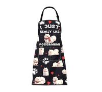 ENSIANTH Pomeranian Apron Cute Pomeranian Gifts for Pomeranian Lovers Cooking Kitchen Chef BBQ Grill Apron Dog Print Apron (24711 Pomeranian Apron)