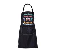 ENSIANTH Ramen Boba Apron Ramen and Boba Tea Lover Gifts Kitchen Cooking Aprons Funny I Just Really Like Ramen and Boba Gifts (ramen apron)