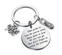 ENSIANTH Runners Keychain Gift Marathon Runner Gift Marathon Keychain Track Gift Inspiration Gift for Runner Jewelry Running Gift (silver)