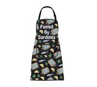 ENSIANTH Sardines Gifts for Seafood Lovers Saltwater Fish Gifts Sardine Kitchen Cooking Chef Girlling Aprons with Pocket (25625 sardines apron)