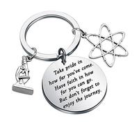ENSIANTH Science Keychain Scientist Physicist Chemist Student Graduation Gift Atom Microscope Keychain Biology Jewelry for Teacher Science Lovers Gift (Science Keychain)