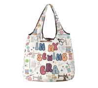 ENSIANTH Sewing Lover Gifts Foldable Reusable Shopping Bag In My Sewing Era Large Capacity Tote for Craft Enthusiast Sewer (26318 sewing foldable)