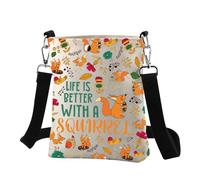 ENSIANTH Squirrel Lover Gifts Squirrel Crossbody Bag Funny Squirrel Gift Life is Better with a Squirrel Gifts Small Shoulder Bag (Squirrel C)