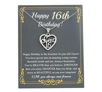 ENSIANTH Sweet 16 Gifts Necklace 16 Birthday Gifts for Girls, Sweet 16 Jewelry 16 Year Old Birthday Gifts for Girls, Large, Stainless Steel Copper, Large, Stainless Steel Copper
