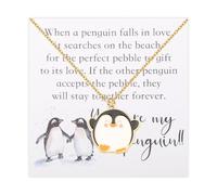 ENSIANTH Valentine Couple Jewelry Romantic Penguin-Valentine's Day Gift Partners For Life-Fun Dating Anniversary Necklace, One Size, Stainless Steel, No Gemstone