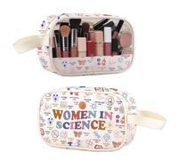 ENSIANTH Women In Science Clear Toiletry Bag Feminism Gift Lab Week Gift STEM Education- Women Scientist Makeup Bag, Science Clear MU