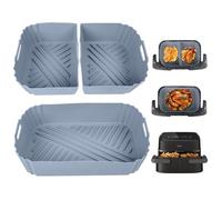 ENSINE Air Fryer Accessories For Philips Dual Basket 1000 Series 7.1L, 3 Pcs Customized Air Fryer Silicone Liners For Philips Na154/09, Reusable Inserts,non-stick, Dishwasher Safe, Grey