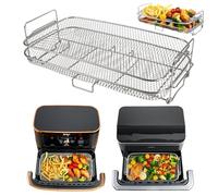 ENSINE Large Air Fryer Rack for Ninja FlexDrawer 10.4L AF500UK, Multi-Layer Air Fryer Accessories Compatible with COSORI Dual Blaze TwinFry 10L, Stainless Steel, Dishwasher Safe