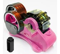 Enskatec Heat Tape Dispenser Sublimation with Compartment Slots, Semi-Automatic, Multiple Roll Cut 1" & 3" Core Double Reel Cores Sublimation for Heat Transfer Tape, Pink