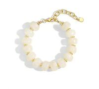 ENSKEFEN Chunky Beaded Bracelets for Women Trendy Cream White Statement Bracelet Acrylic Resin Large Beads Bangle Bracelet Boho Summer Jewelry
