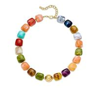 ENSKEFEN Chunky Beaded Necklace for Women Trendy Multicolor Resin Bead Choker Necklaces Boho Chunky Statement Necklace Summer Jewelry, One Size, Resin, No Gemstone