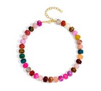 ENSKEFEN Chunky Beaded Necklace for Women Trendy Multicolor Resin Bead Choker Necklaces Boho Chunky Statement Necklace Summer Jewelry, One Size, Resin, No Gemstone
