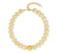 ENSKEFEN Chunky Beaded Necklace for Women Trendy Multicolor Resin Beads Choker Necklaces Boho Summer Statement Necklace Chunky Heart Jewelry, One Size, Resin, No Gemstone