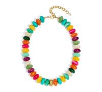 ENSKEFEN Chunky Beaded Necklace for Women Trendy Multicolor Resin Beads Choker Necklaces Boho Summer Statement Necklace Chunky Heart Jewelry