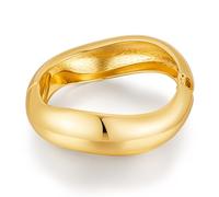 ENSKEFEN Chunky Gold Hinged Bangle Bracelets for Women Irregular Oval Bracelet Wide Thick Arm Cuff Bangles Minimalist Gold Bracelets