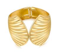 ENSKEFEN Chunky Gold Shell Bracelet for Women Trendy Wide Seashell Cuff Bracelets Exaggerated Scallop Shell Hinged Bangle Bracelets Summer Beach Statement Gold Bracelet