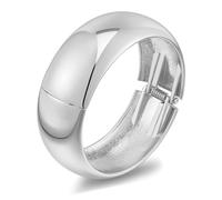 ENSKEFEN Chunky Silver Bangle Bracelets for Women Wide Thick White-Gold Hinged Cuff Bracelet Polished Statement Hinge Bracelets Wrist Wrap Cuff Bracelet