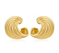 ENSKEFEN Chunky Spiral Stripe Gold Earrings for Women Trendy Irregular Stud Earring Boho Statement Gold Geometric Earring Vintage Stud Earrings Minimalist Fashion Summer Jewellery