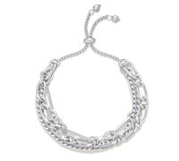 ENSKEFEN Dainty Silver Chain Bracelets for Women Stacking Link Bracelets Adjustable Slider Bracelet Paperclip Bolo Bracelet