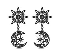 ENSKEFEN Dark Gothic Halloween Earrings for Women Vintage Black Crescent Moon Star Sun Drop Dangle Earrings Punk Goth Witch Halloween Holiday Earring Costume Jewelry