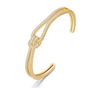 ENSKEFEN ENSEFEN Dainty Gold Knot Cuff Bracelet with Cubic Zirconia Adjustable Open Bangle for Women Fashion Minimalist Gold Bracelets