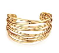 ENSKEFEN Gold Cuff Bracelets for Women Twisted Multi-layer Cross Wire Bracelet Chunky Cuff Bracelet Wide Gold Open Bangles Bracelets