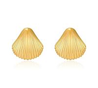 ENSKEFEN Gold Sea Shell Statement Stud Earrings for Women Trendy Vintage Summer Seashell Earrings Minimalist Ocean Boho Beach Jewellery
