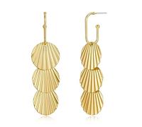 ENSKEFEN Gold Seashell Earrings for Women Triple Shell Dangle Earring 14K Gold Plated Drop Boho Beach Earring Ocean Sea Earrings