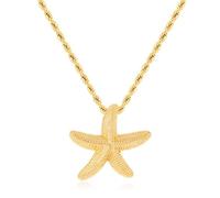 ENSKEFEN Gold Starfish Necklaces for Women Trendy Textured Sea Star Shell Necklace Boho Ocean Starfish Pendant Necklace Adjustable Gold Chain Necklaces Summer Beach Jewellery
