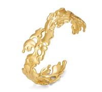 ENSKEFEN Irregular Gold Flower Cuff Bracelets for Women Vintage Boho Hammered Floral Bangles Fashion Statement Gold Bracelets