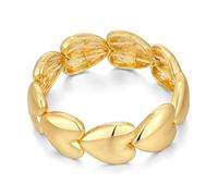ENSKEFEN Love Heart Stretch Bangles Bracelets for Women Trendy Thick Chunky Heart Bangles Romantic Statement Gold Bracelets