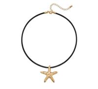 ENSKEFEN Matte Gold Starfish Necklaces for Women Boho Black Rubber Chain Starfish Necklace Summer Ocean Choker Pendant Necklace Holiday Beach Surfer Jewellery