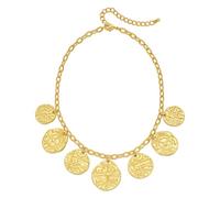 ENSKEFEN Vintage Gold Coin Pendant Necklaces for Women Chunky Hammered Textured Round Disc Charm Choker Necklace Boho Statement Adjustable Chain Necklace Jewellery