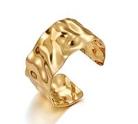 ENSKEFEN Wide Gold Cuff Bracelet for Women Irregular Hammered Open Cuff Bracelets Chunky Statement Adjustable Wrist Cuffs