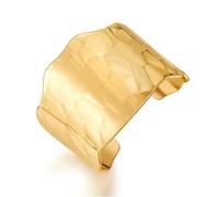 ENSKEFEN Wide Hammered Cuff Bracelets for Women Vintage Irregular Wave Gold Bangle Bracelets Adjustable Open Cuff Bangles Statement Chunky Gold Bracelet Arm Cuffs Jewellery