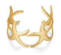 ENSKEFEN Wide Thin Gold Textured Starfish Cuff Bracelets for Women Trendy Boho Sea Star Open Bangle Bracelet Adjustable Summer Beach Ocean Statement Gold Bracelets