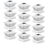 ENSLI 12 Pack Solar Post Cap Lights, 2 Mode Bright Solar Post Lights Outdoor Waterproof, Outdoor Post Lights Solar Powered Deck Lights for 4x4 4.5x4.5 5x5 Posts in Garden Decor