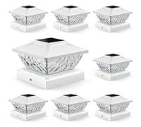 ENSLI Solar Post 8-Pack Cap 2-Mode Bright Outdoor Waterproof Fence Lights for 4x4, 4.5x4.5, 5x5 Garden Deck