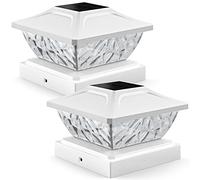 ENSLI Solar Post Cap Lights Outdoor, 2 Mode Bright Solar Post Lights Outdoor Waterproof Fence Post Cap Lights, Outdoor Post Lights Solar Powered Deck Lights for 4x4 4.5x4.5 5x5 Posts, 2 Pack