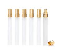 Enslz 10 Pcs Mini Frosted Spray Bottles 10ml Refillable Perfume Glass Atomizer Travel Spray Bottles (Gold)