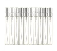 Enslz 10ml 10pcs Glass Spray Bottle Refillable Perfume Atomizer Mini Sample Test Bottle Thin Glass Vials (Silver)