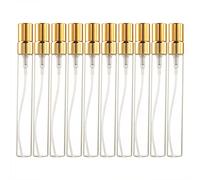 Enslz 10ml 10pcs Glass Spray Bottle Refillable Perfume Atomizer Mini Sample Test Bottle Thin Glass Vials (Gold)