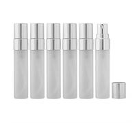 Enslz 10pcs Fine Mist 5ml Atomizer Clear Frosted Glass Bottle Vial Spray Refillable Liquid Fragrance Perfume Empty Scent Bottle for Travel Makeup Party (Silver)