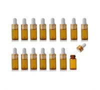 Enslz 15 Pieces Mini Amber Refillable Glass Essential Oil Bottles Eye Dropper for Essential Oils Perfumes Cosmetic Sample Storage Gold Screw Cap (3ml)