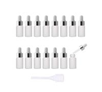 Enslz 15pcs 3ml Mini Empty Frosted Essential Oil Glass Dropper bottle Reusable Bottles Vial Nasal Oil dropper refillable bottle with Metal Screw Mouth lid&rubber Bulb (3ml, Silver)