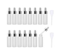 Enslz 15pcs 5ml Mini Empty Frosted Essential Oil Glass Dropper bottle Reusable Bottles Vial Nasal Oil dropper refillable bottle with Metal Screw Mouth lid&rubber Bulb (5ml, Silver)