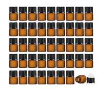 Enslz 2ml (5/8 dram) 50Pcs Mini Amber Glass Essential Oils Sample Bottles Empty Refillable Brown Glass Perfume Bottles (Brown, 2ml)